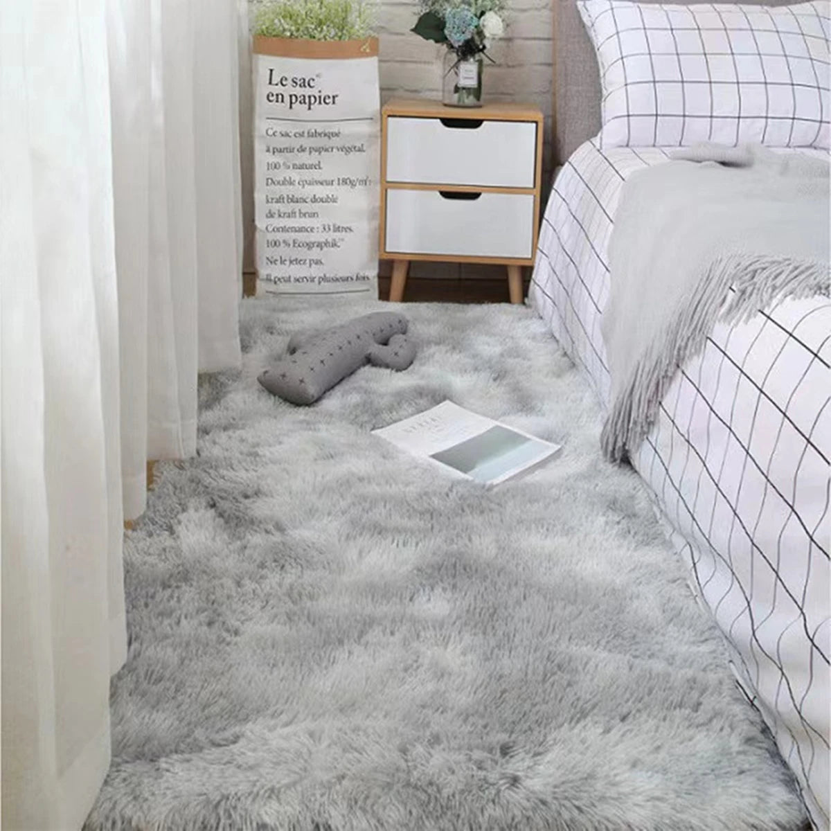 Soft Area Rugs Bedroom Carpet Fluffy Non-slip Tie-Dyed Fuzzy Shag